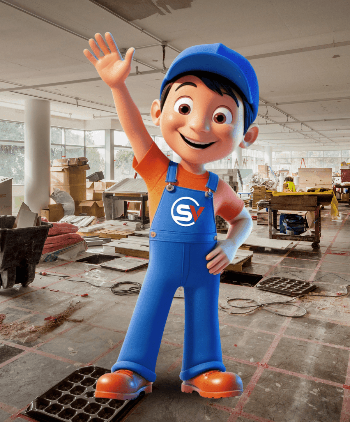 Xavierzinho, o mascote da SV Xavier, acenando