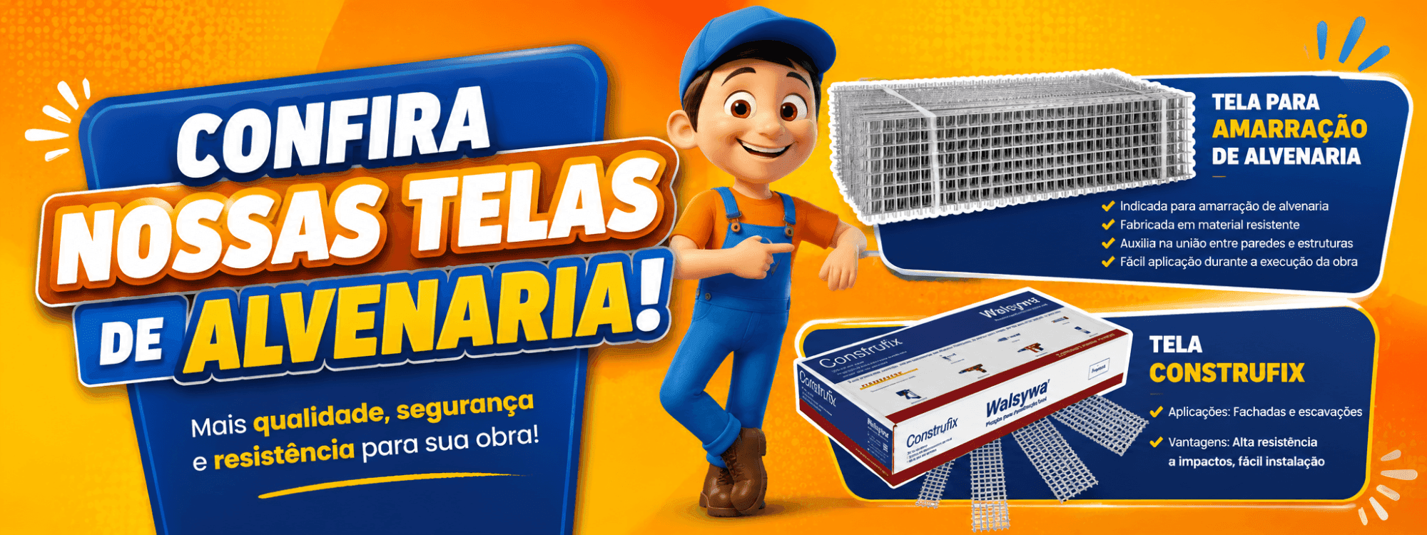 Confira nossas telas de alvenaria — tela para amarração e tela Construfix